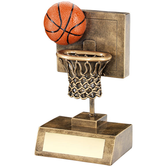 BRZ/GOLD/ORANGE BASKETBALL AND NET WITH BACKBOARD TROPHY