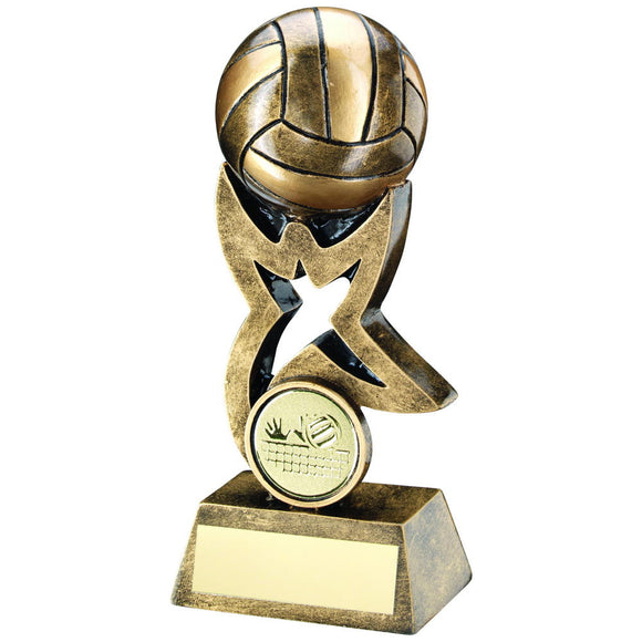 BRZ/GOLD VOLLEYBALL ON STAR TROPHY RISER TROPHY