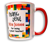 11OZ PERSONALISED TEACHERS MUG - LEGO/PENCIL STYLE