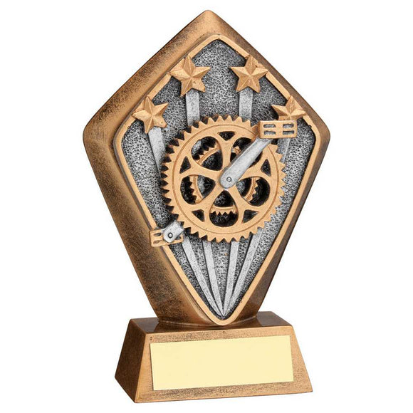 BRZ/GOLD DIAMOND HOLDER WITH 'CYCLING' DISC WITH PLATE