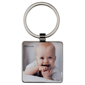 METAL SQUARE KEY FOB WITH WHITE FILL (FOR SUBLIMATION)