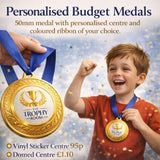 50mm MEDAL & RIBBON WITH PERSONALISED CENTRE