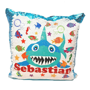 BABY SHARK SEQUIN CUSHION (40cm x 40cm) - PERSONALISED NAME