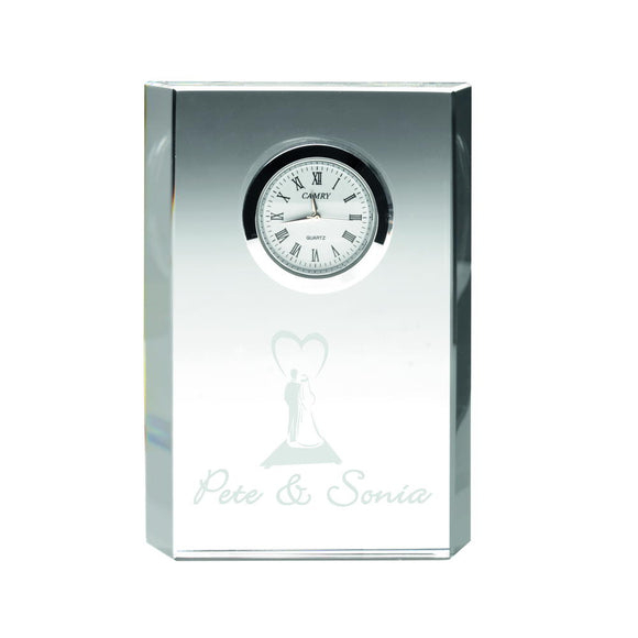 CLEAR GLASS RECTANGLE CLOCK