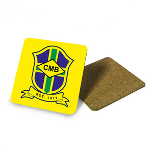 CHEW MOOR BROOK F.C. SQUARE COASTER - ALUMINIUM SQUARE - 9.5cm - CORK BASE