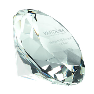 GLASS DIAMOND SHAPED PAPERWEIGHT IN BOX