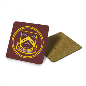 FARNWORTH C.C. SQUARE COASTER - ALUMINIUM SQUARE - 9.5cm - CORK BASE