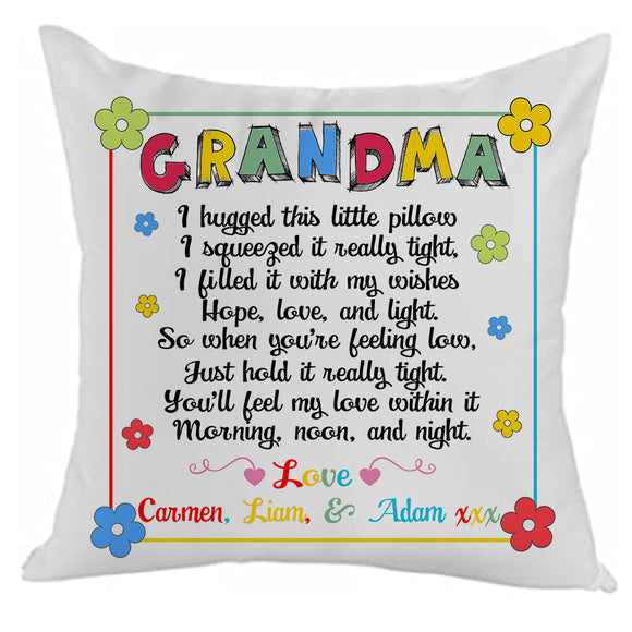 WHITE CANVAS GRANDMA CUSHION COVER (40cm x 40cm) PERSONALISE IN VARIOUS OTHER WAYS
