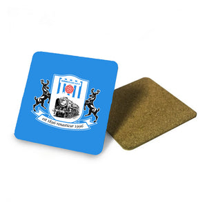 HORWICH RMI AFC SQUARE COASTER - ALUMINIUM SQUARE - 9.5cm - CORK BASE