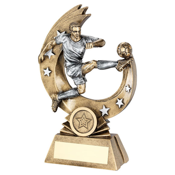 BRZ/PEW MALE 'FLYING VOLLEY' FIGURE WITH SILVER STARS TROPHY (1in CENTRE)
