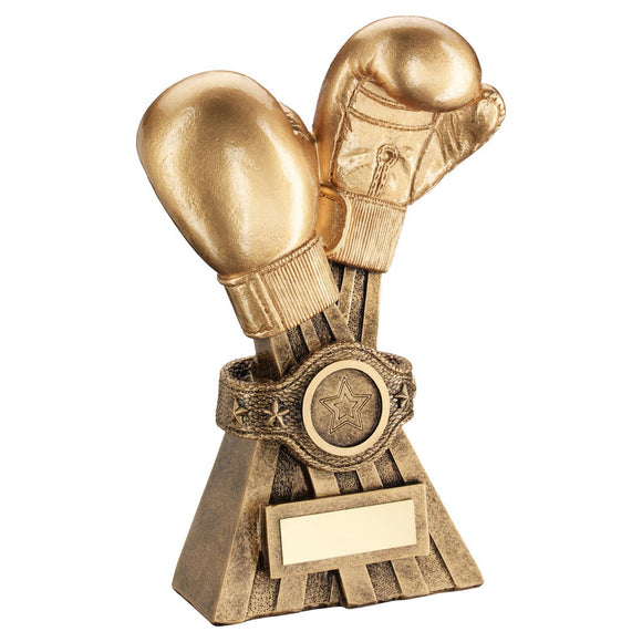 GOLD/BRZ BOXING GLOVES WITH BELT TROPHY (1in CENTRE)
