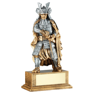 BRZ/PEW/GOLD SAMURAI FIGURE WITH PLATE