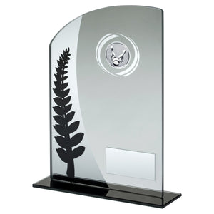 JADE GLASS PLAQUE WITH BLACK/SILVER DETAIL WITH TEN PIN INSERT AND PLATE