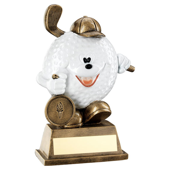BRZ/WHITE COMEDY GOLF BALL FIGURE TROPHY (1in CENTRE)
