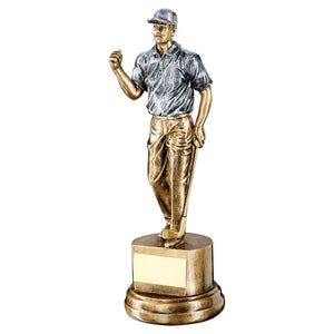 BRZ/PEW MALE 'CLENCHED FIST' GOLFER TROPHY
