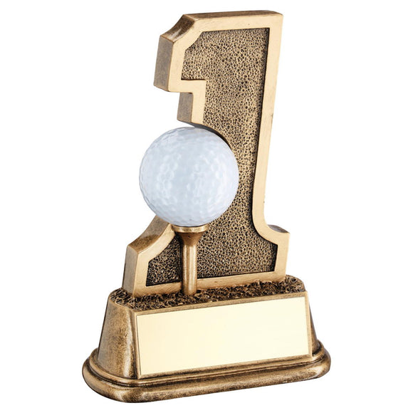 BRZ/GOLD GOLF 'HOLE IN ONE' BALL HOLDER TROPHY