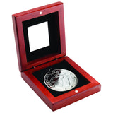 ROSEWOOD BOX AND 50mm MEDAL GOLF TROPHY