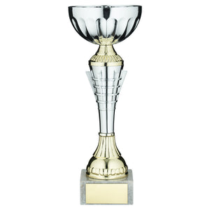 SILV/GOLD  SPIRO TROPHY CUP WITH PLATE