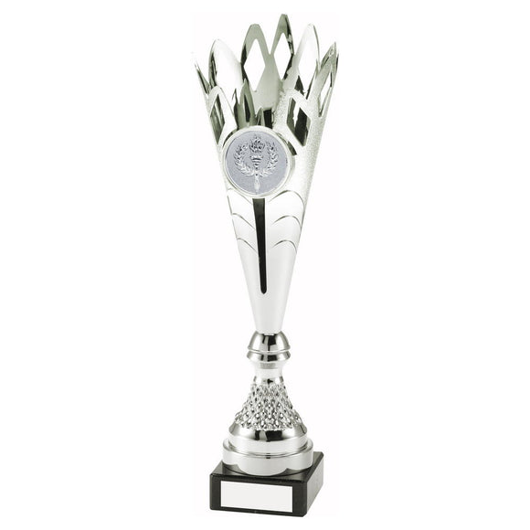 SILVER PLASTIC SPIKEY TROPHY (2in CENTRE)