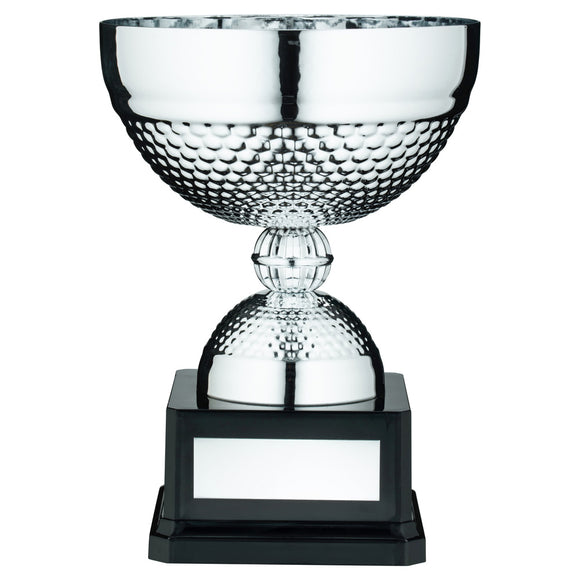 SILVER DIMPLE BOWL TROPHY WITH PLATE