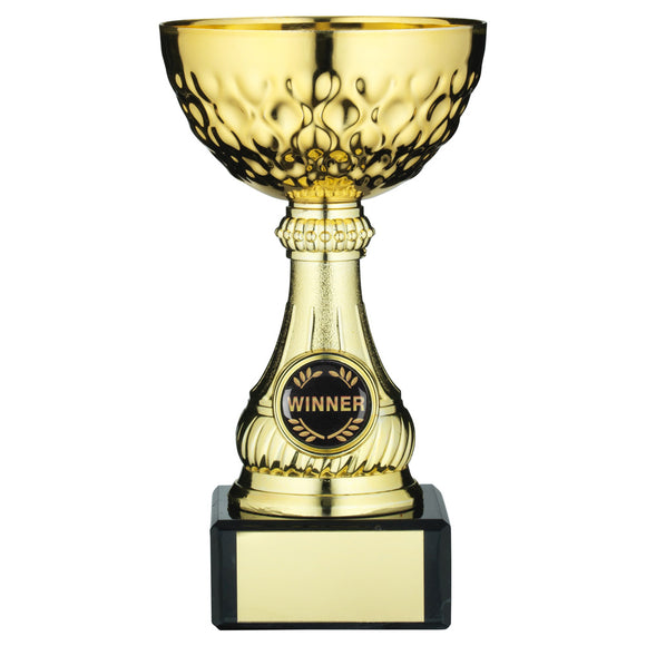 GOLD MINI ASSEMBLED TROPHY CUP WITH PLATE (1in CENTRE)