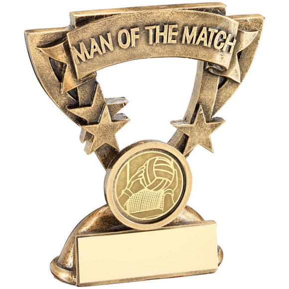 BRZ/GOLD MAN OF THE MATCH MINI CUP WITH GAELIC FOOTBALL INSERT TROPHY