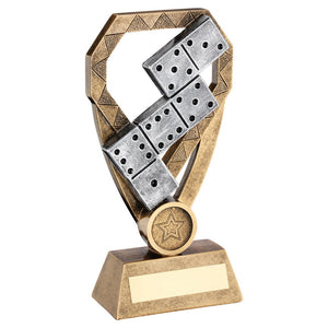 BRZ/PEW/GOLD DOMINOES ON DIAMOND TROPHY (1in CENTRE)