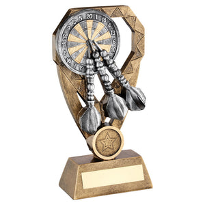 BRZ/PEW/GOLD DARTS WITH DARTBOARD ON DIAMOND TROPHY (1in CENTRE)