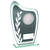 GREY/SILVER GLASS PLAQUE WITH DARTS INSERT TROPHY