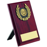 ROSEWOOD PLAQUE AND GOLD TRIM TROPHY