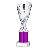 SILVER/PURPLE PLASTIC 'SABRE' CUP ASSEMBLED ON MARBLE (1in CEN)