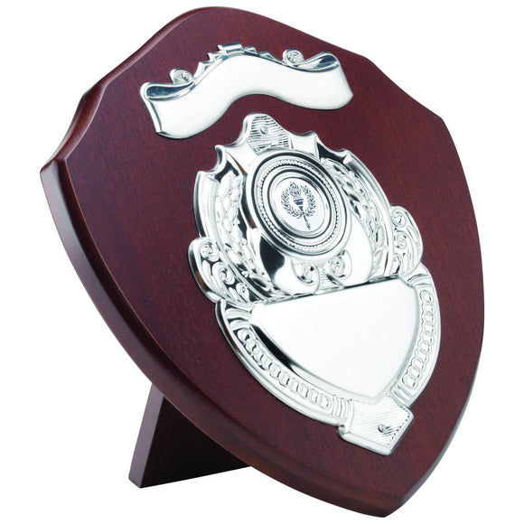 MAHOGANY SHIELD WITH CHROME FRONTS (1in CENTRE)