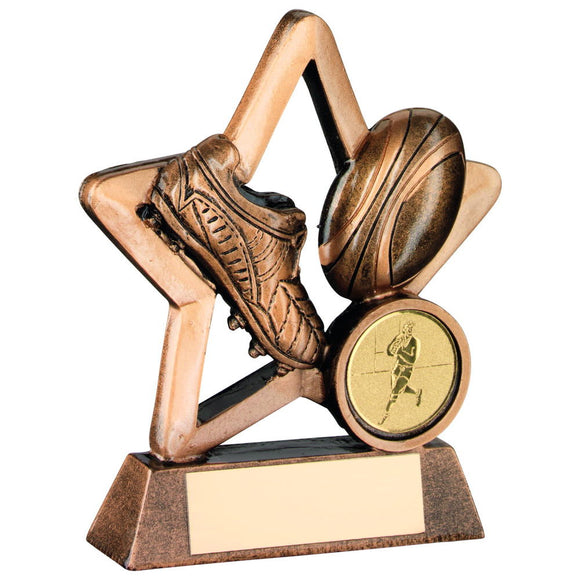 BRZ/GOLD RESIN RUGBY MINI STAR TROPHY