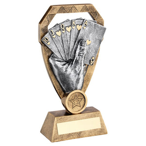 BRZ/PEW/GOLD CARDS IN HAND ON DIAMOND TROPHY (1in CENTRE)