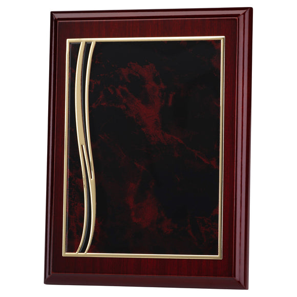 ROSEWOOD PLAQUE WITH RED/GOLD ALUMINIUM FRONT