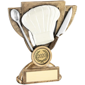 BRZ/WHITE/SILVER COOKING MINI CUP TROPHY (1in CENTRE)