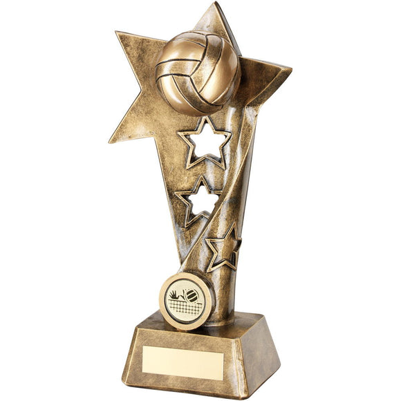 BRZ/GOLD VOLLEYBALL TWISTED STAR COLUMN TROPHY