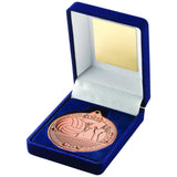 BLUE VELVET BOX AND 50mm MEDAL VOLLEYBALL TROPHY