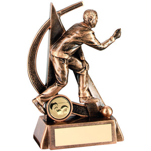 BRZ/GOLD MALE LAWN BOWLS GEO FIGURE TROPHY