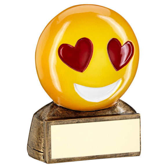 BRZ/YELLOW/RED 'HEART EYES EMOJI' FIGURE TROPHY