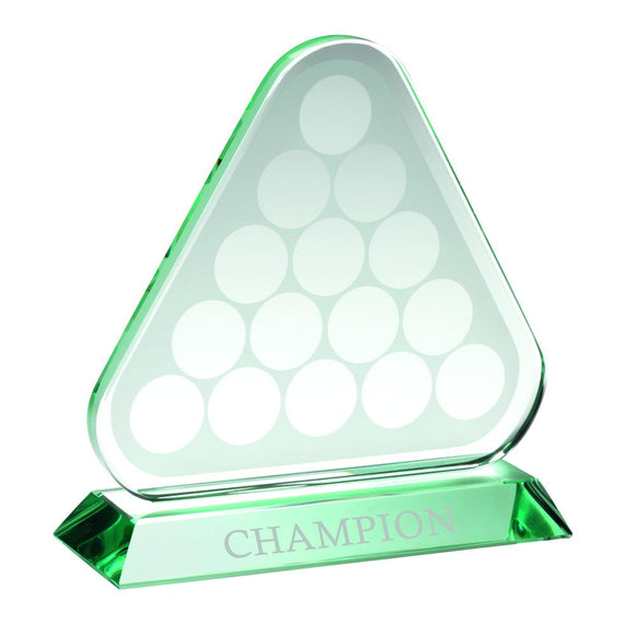 JADE GLASS TRIANGLE PLAQUE WITH POOL/SNOOKER BALLS (10MM THICK)