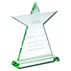 JADE GLASS TALL STAR PLAQUE (10MM THICK)