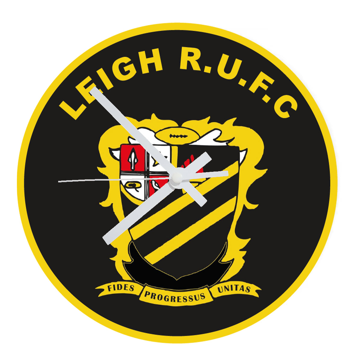 LEIGH RUFC GLASS CLOCK (20cm diameter, 3mm thick) – The Trophy Room