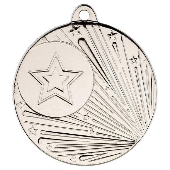 SHOOTING STAR MEDAL (1in CENTRE) SILVER