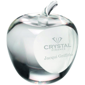 CLEAR GLASS 'APPLE' PAPERWEIGHT WITH PRESENTATION CASE