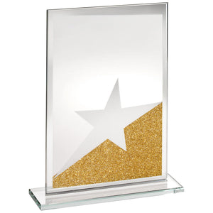 JADE GLASS RECTANGLE PLAQUE WITH GOLD/SILVER GLITTER DETAIL